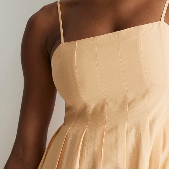 Madewell Yellow Pleated Midi Dress Women's Size 8 Style NL124 - Picture 3 of 11